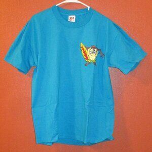 Taz Shirt Looney Tunes Anvil 1993 Men XL Blue Brown Surf Board 7Shirt